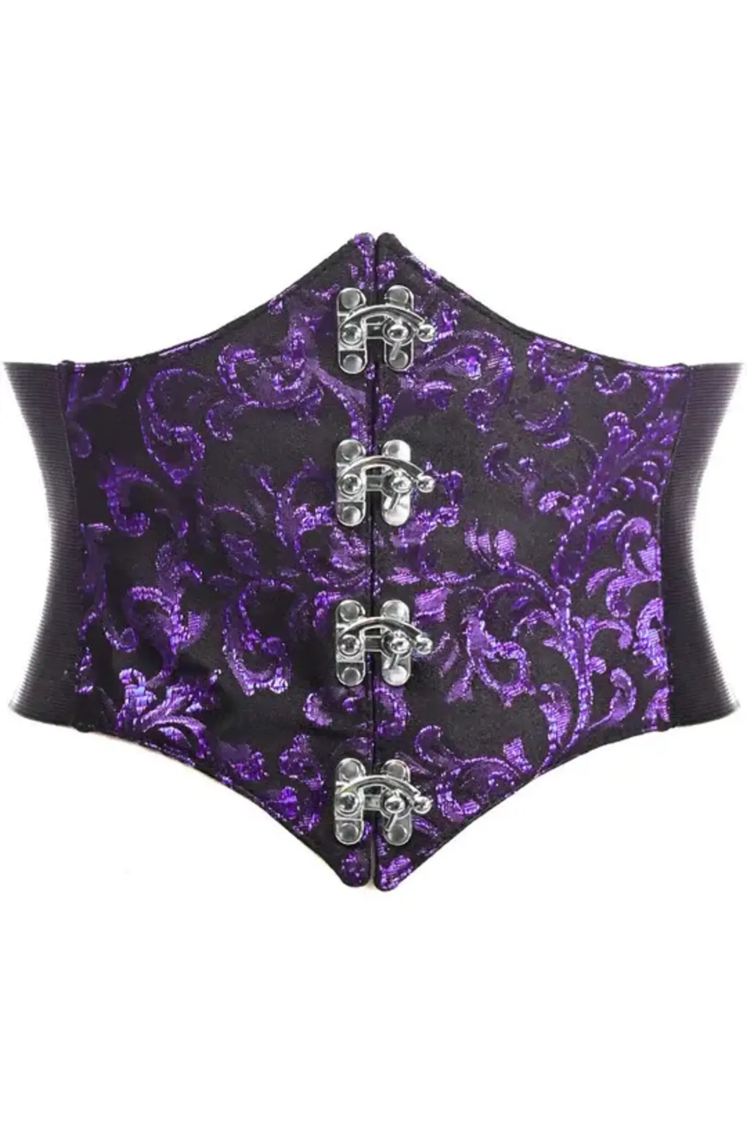 Black & Purple Swirl Brocade Corset Belt Cincher