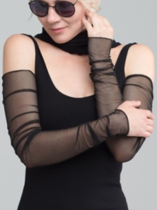 Black Long Mesh Fingerless Gloves
