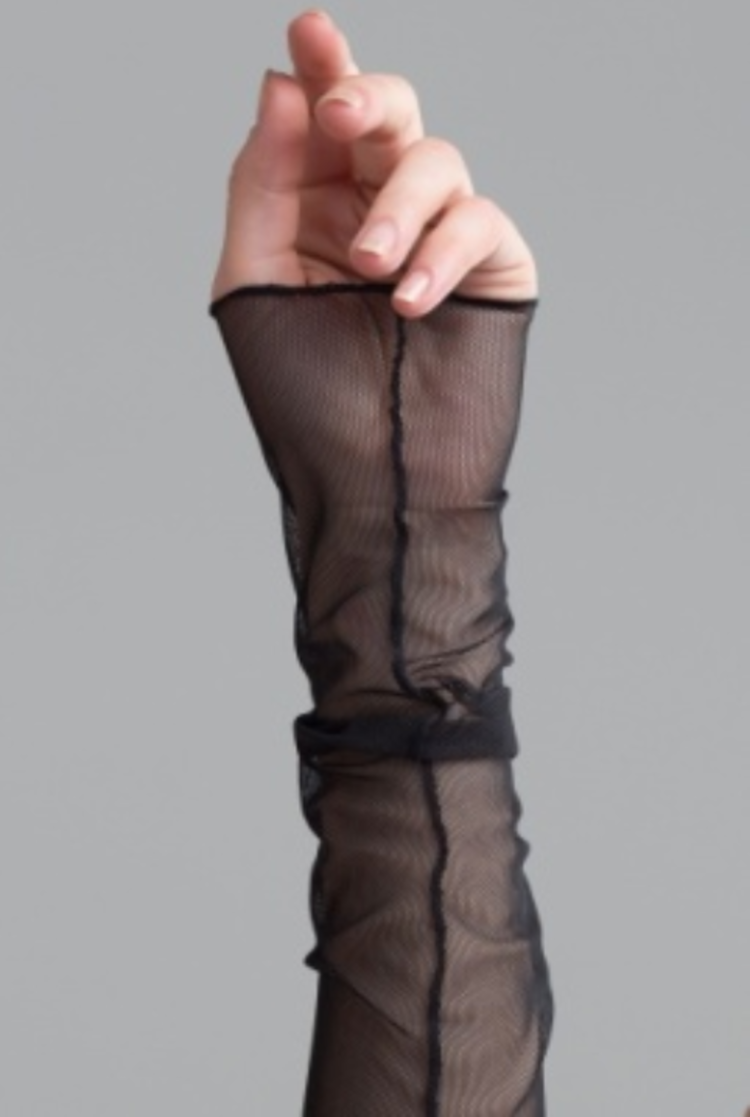 Black Long Mesh Fingerless Gloves