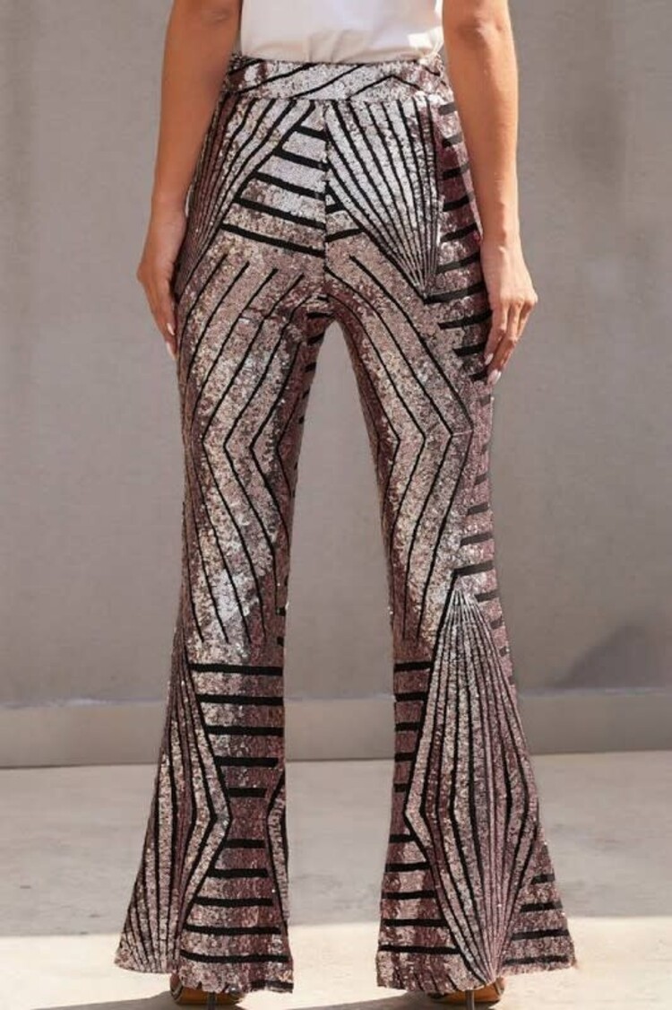 Stylish Sequin High Rise Flare Pants