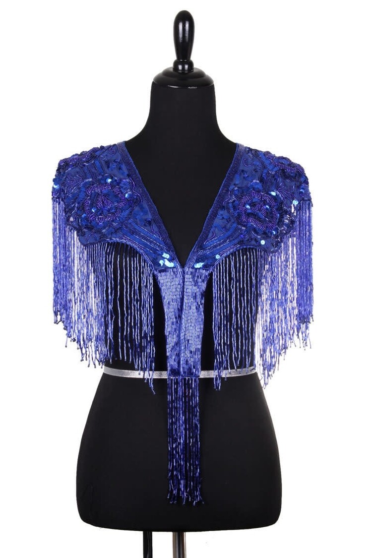 Beaded Art Deco Shoulder Shawl w/ Roses