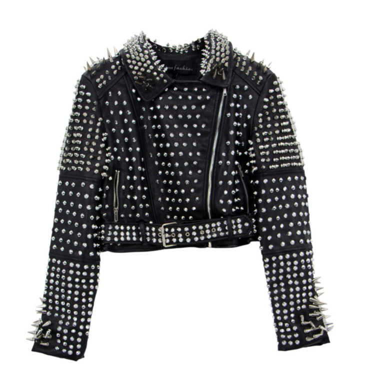 Black Full Studded  Spiked Moto Jacket