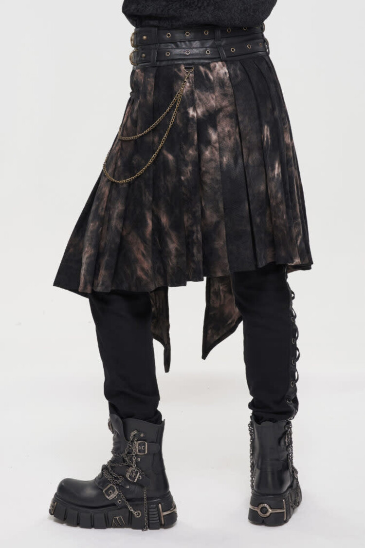Gothic Bleached Buckle Belt Skirt
