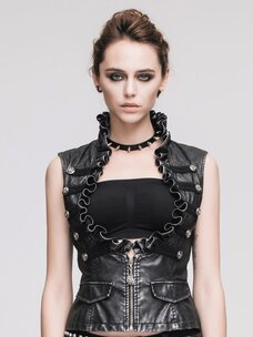 Punk Underbust Vest w/ High Ruffle Neck