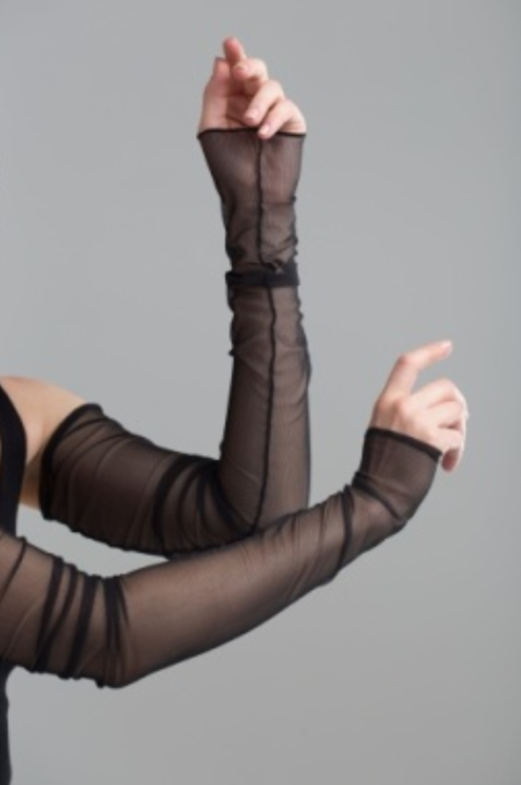 Black Long Mesh Fingerless Gloves