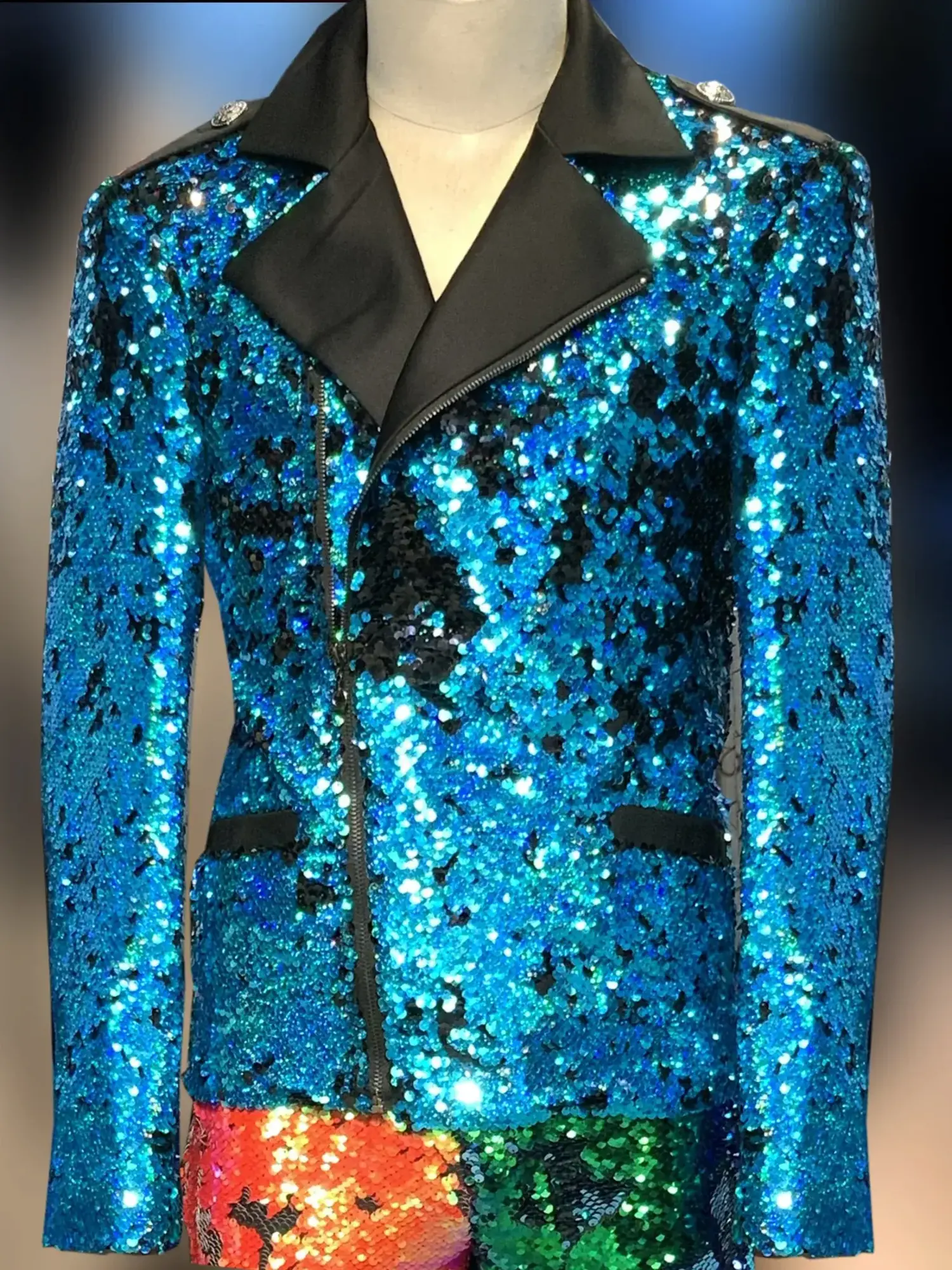 Biker Jacket - Sequin Red/Blue - ANGELINO