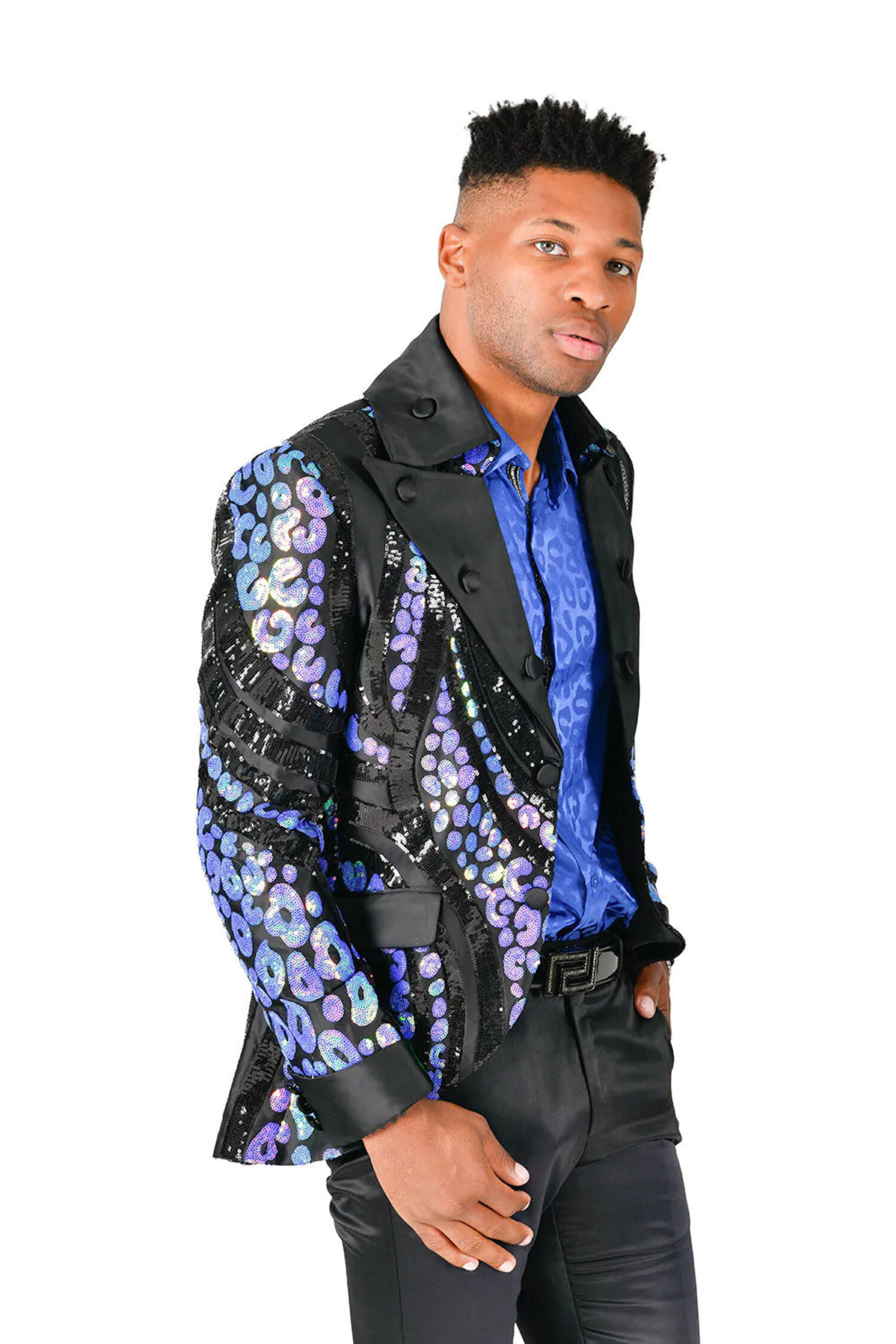 Men's Blue Sequin All Over Blazer