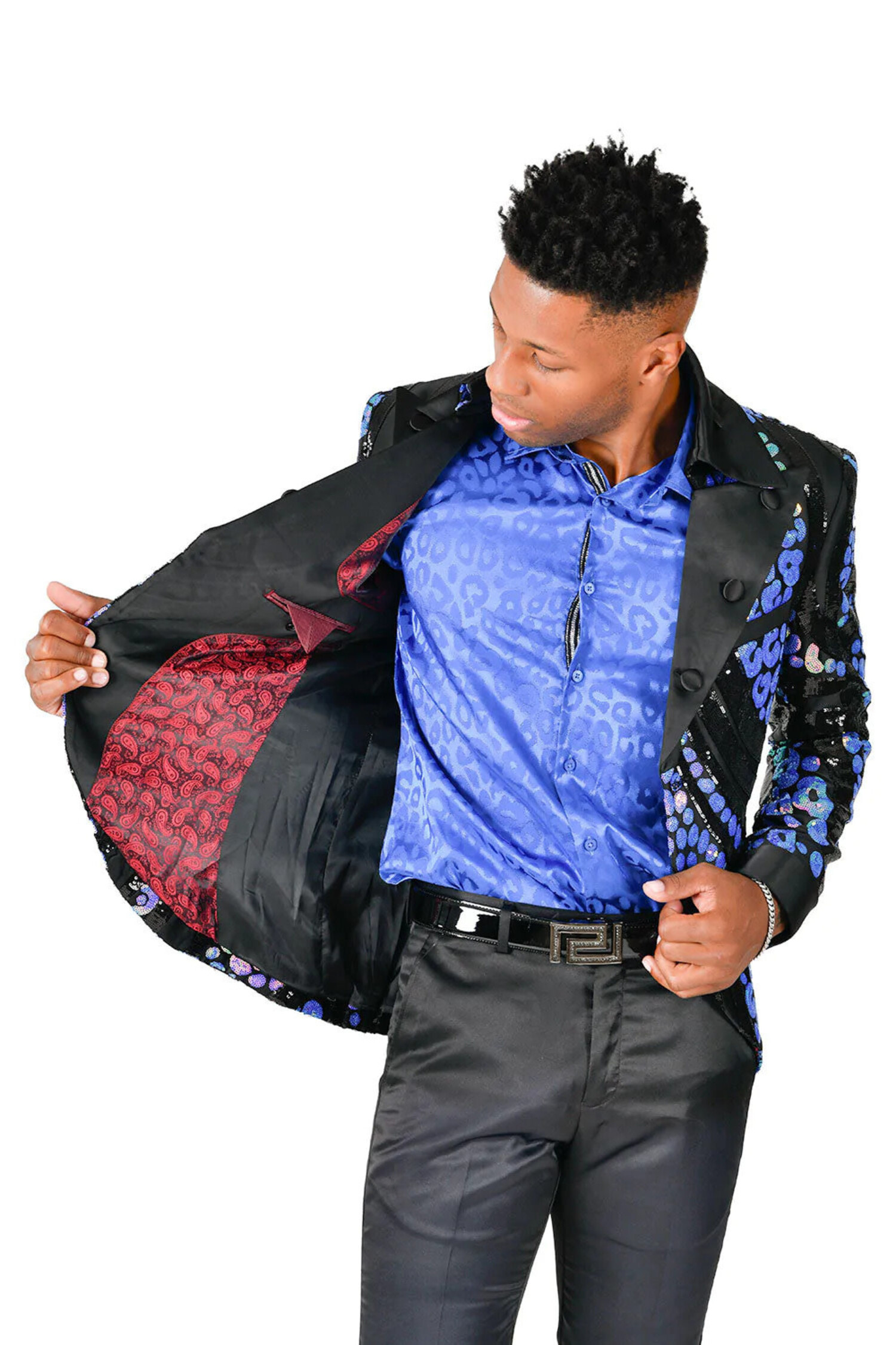 Men's Blue Sequin All Over Blazer