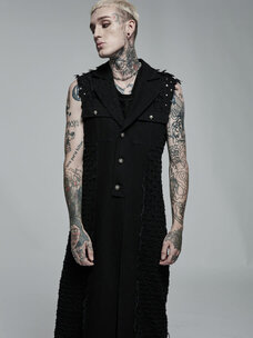 Punk Distressed Medium Length Vest