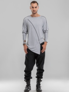 Men's Long Sleeve Melange Grey