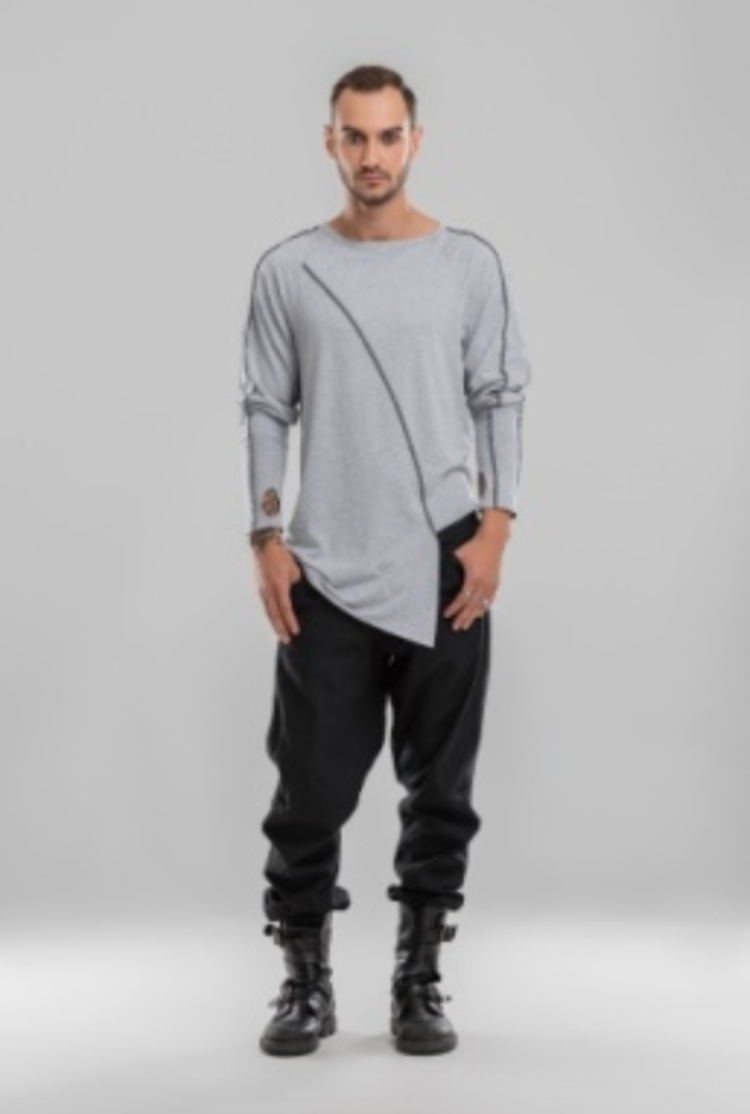 Men's Long Sleeve Melange Grey