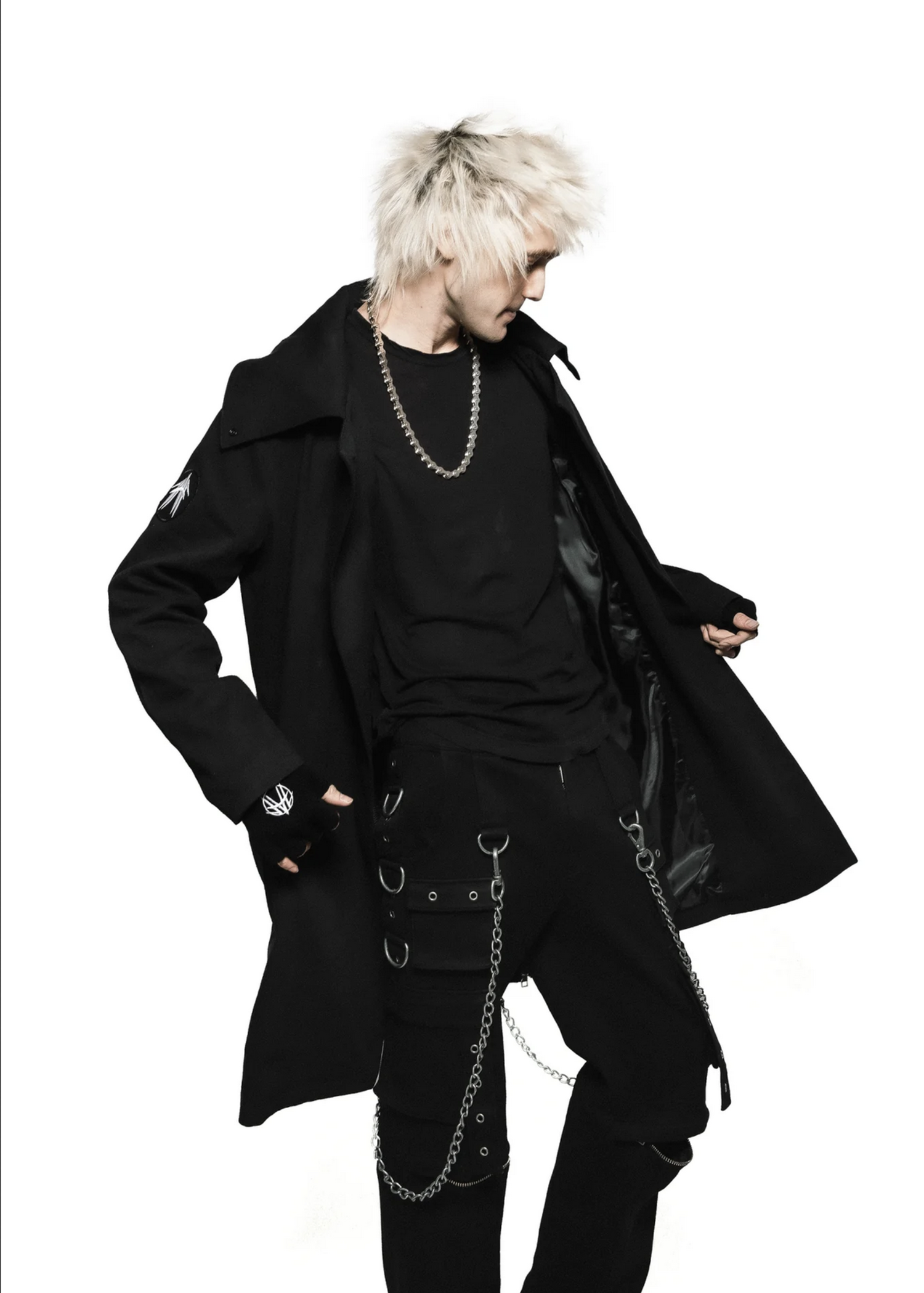【YOURNUS】Dail Zipper Mask Trench Coat Rubber Original Below Coat — Black – La Garçonne