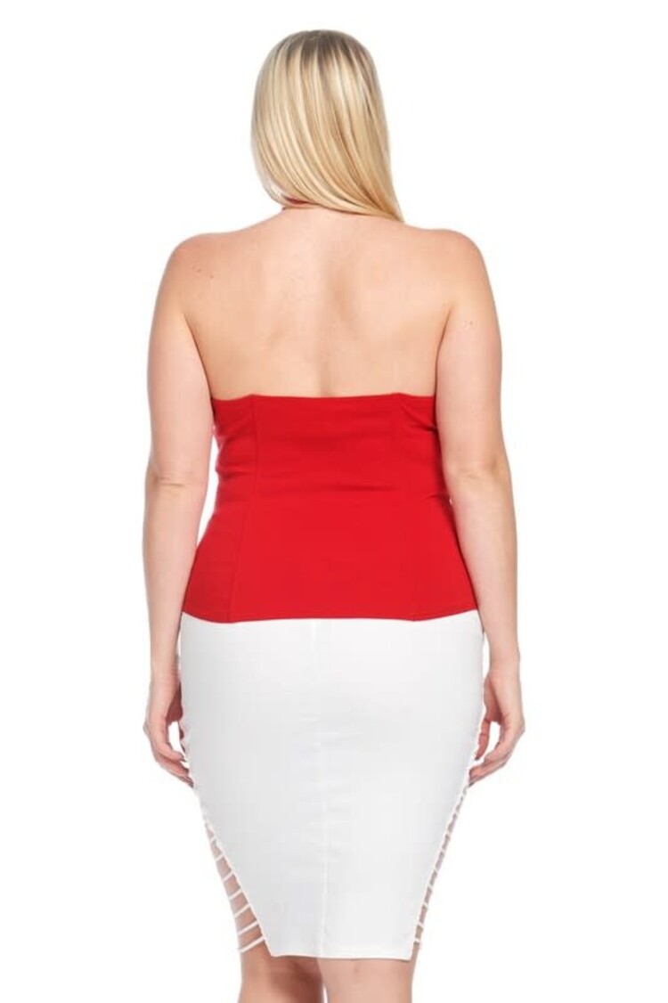 Zip Front Lace Up Detail Halter Top Plus Size