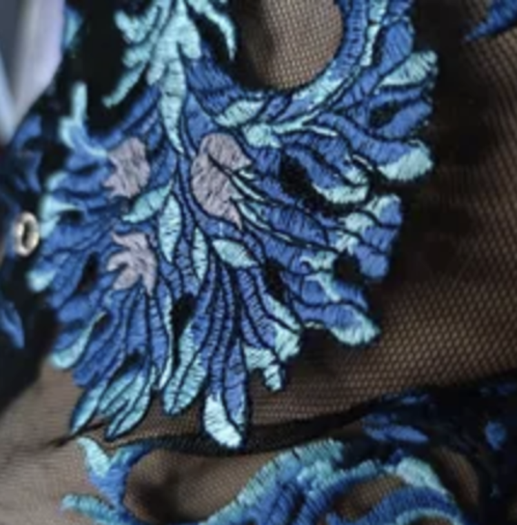 Floral Embroidered Short Sleeve Mesh Button Up Shirt