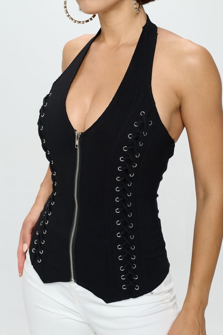 Lace Up Detail Halter Top