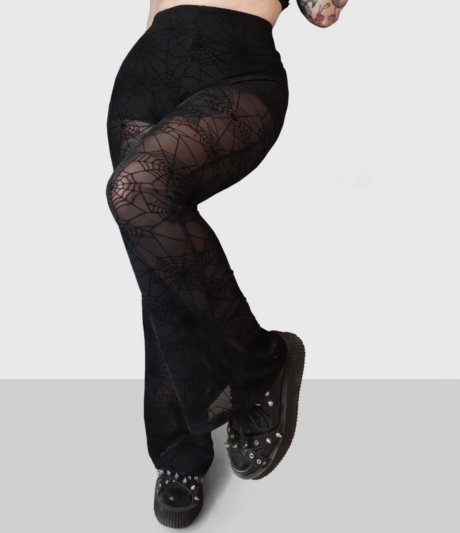Spider Web Mesh Flare Pants - No Rules Fashion Spider Web Mesh Flare Pants - No Rules Fashion