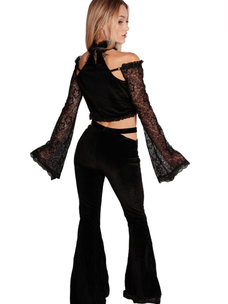 Cross Over Waist Velvet Flares