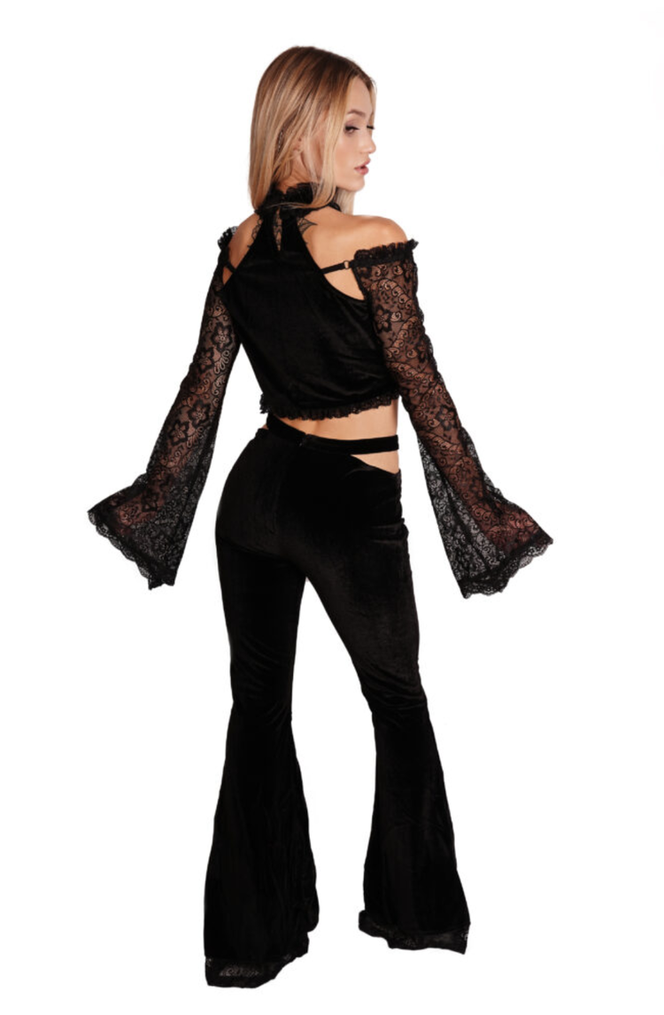 Cross Over Waist Velvet Flares
