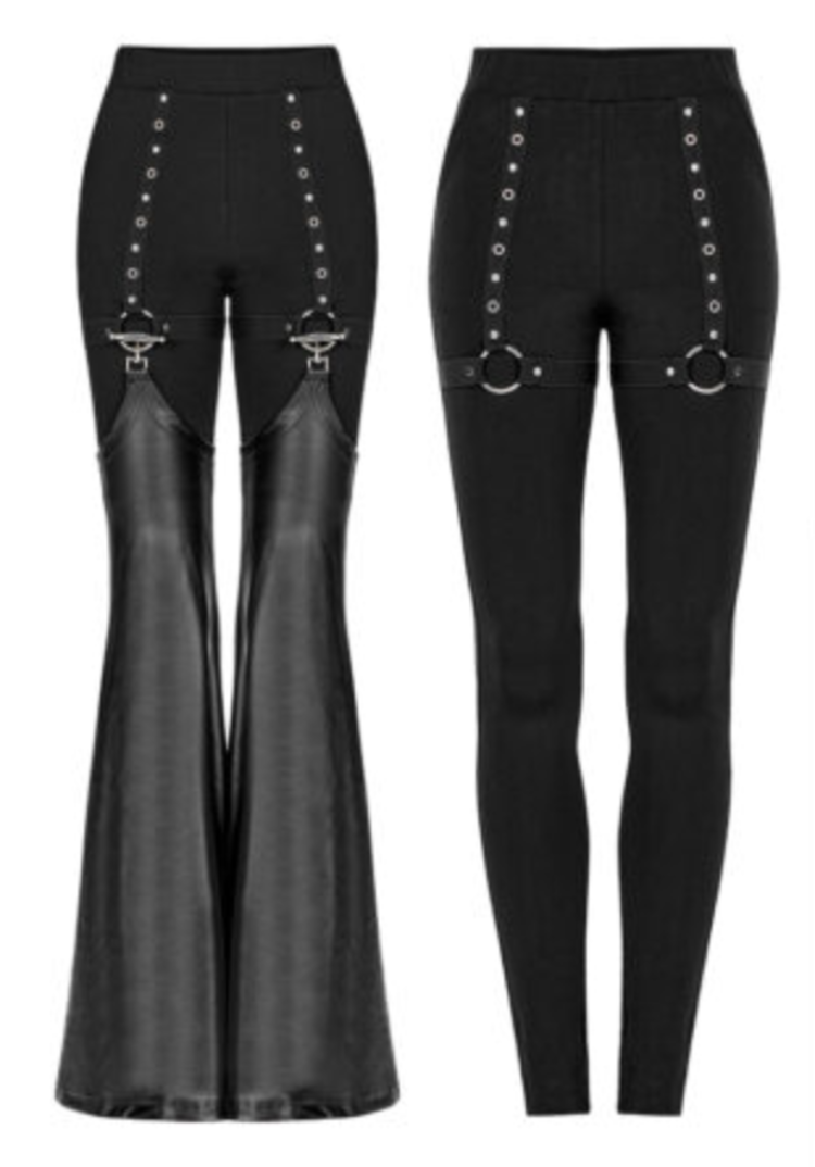 Punk Leggings w/ Detachable PU Leather Leg Gaiters