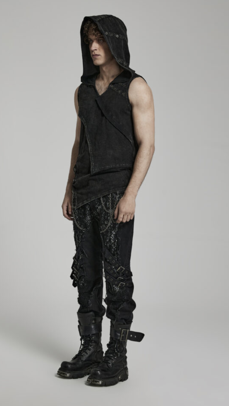 Punk Distressed Hooded Tank