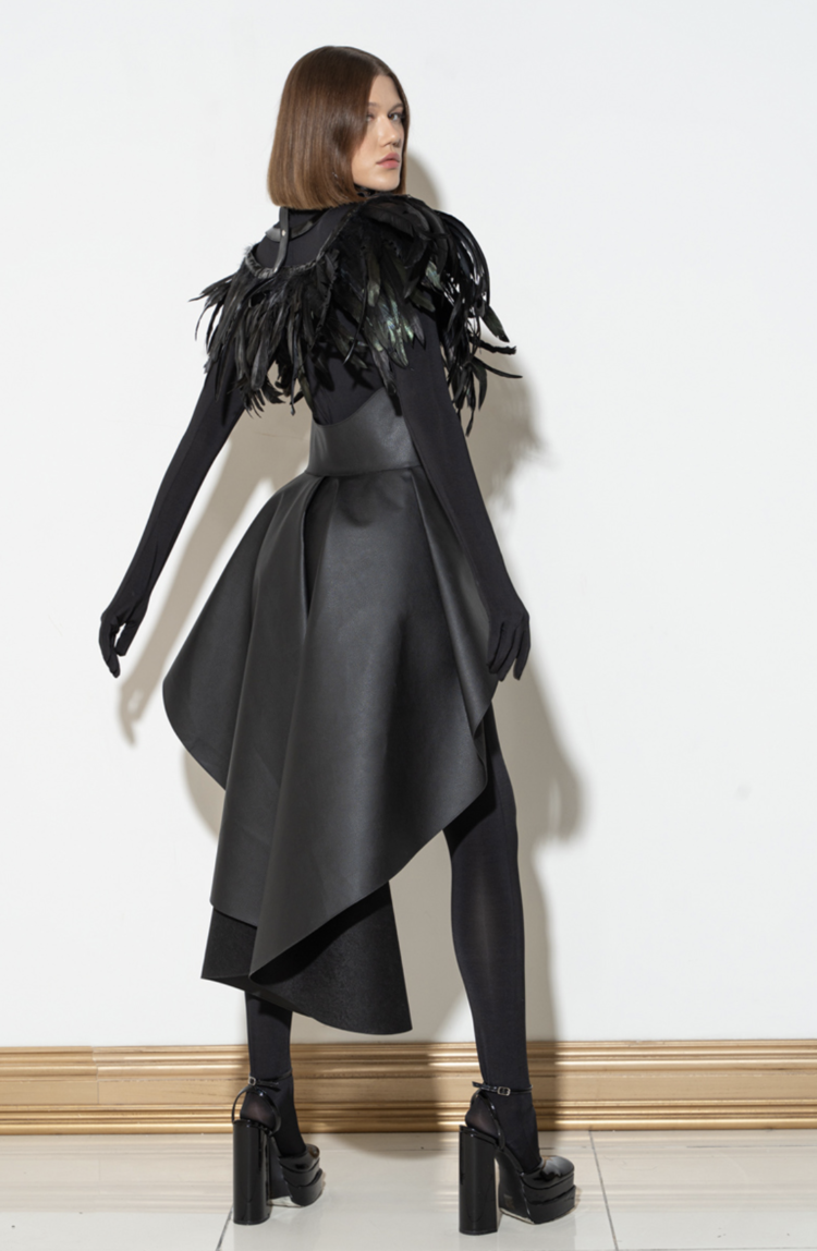 Black Leather Peplum Belt