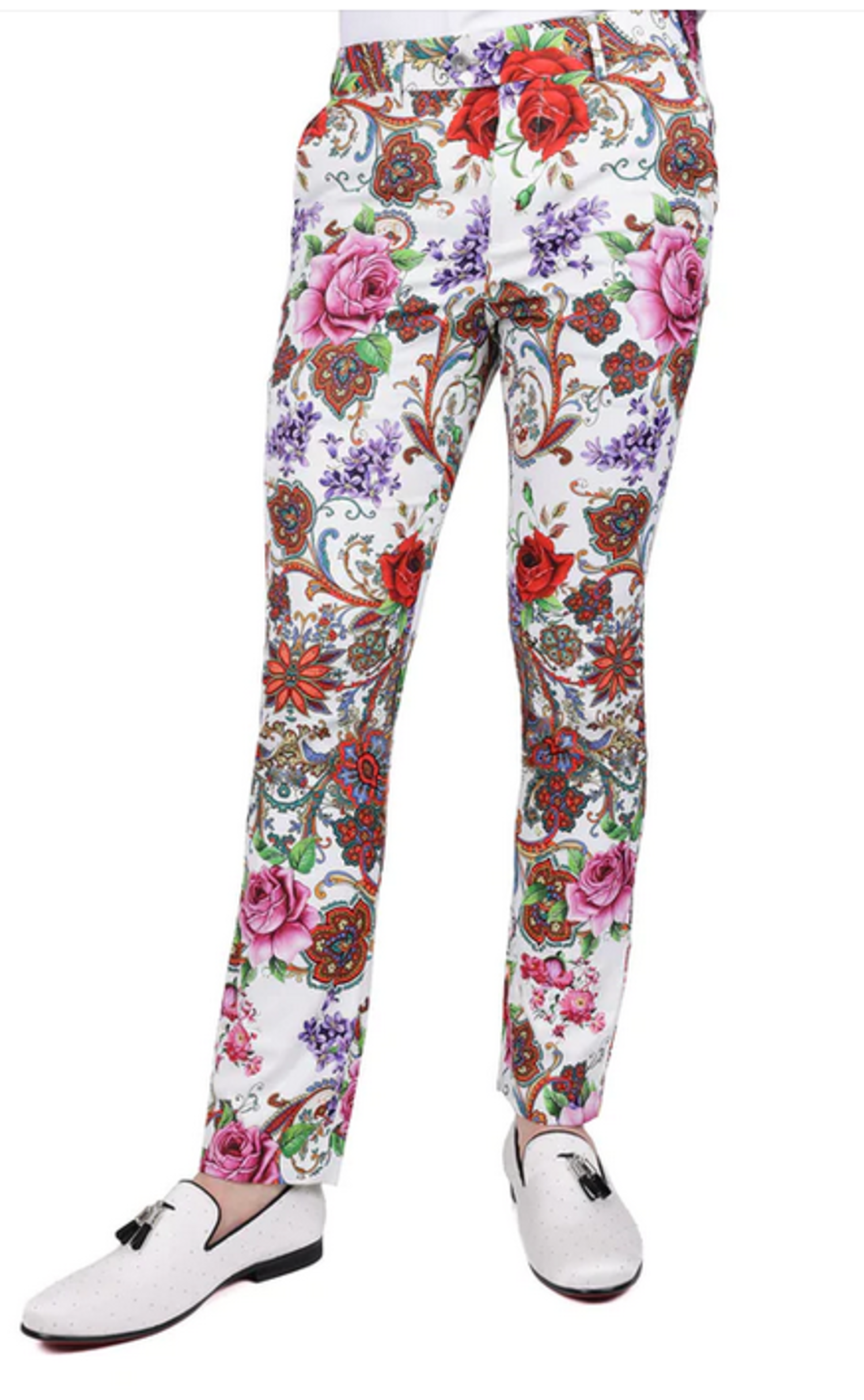 Baggy Straight Jeans in Quilted Floral