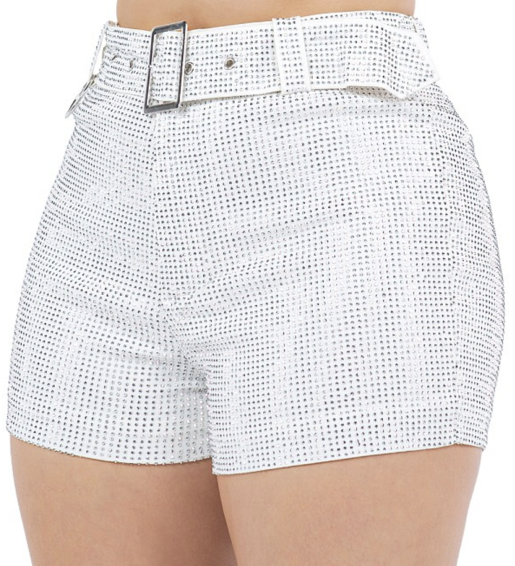 Belted Rhinestone Hot Shorts