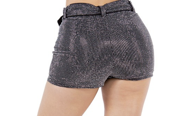 Belted Rhinestone Hot Shorts