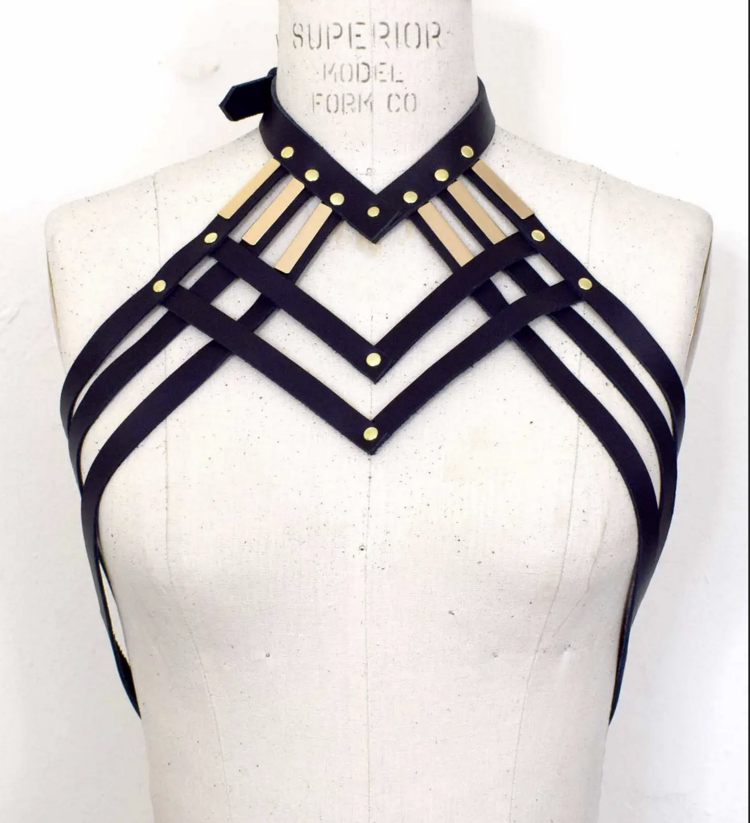Diedre Draped Leather Neck Harness