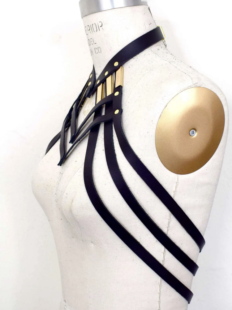 Diedre Draped Leather Neck Harness