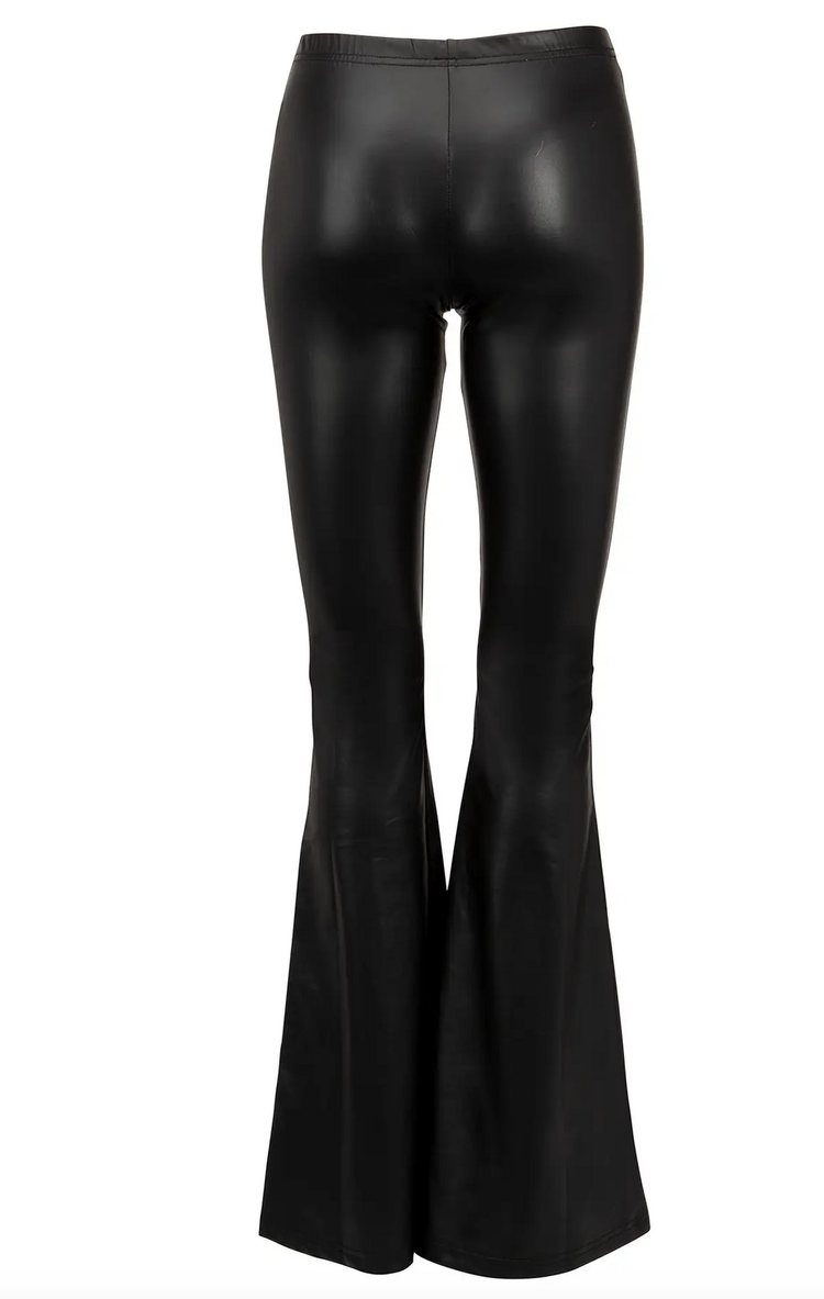 Faux Leather Bell Bottoms 70s Wide Leg Flare