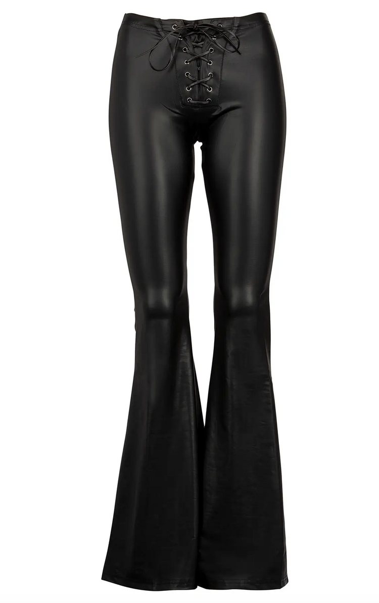 Faux Leather Bell Bottoms 70s Wide Leg Flare