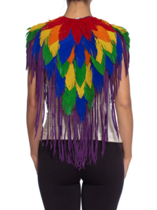 Rainbow Fringe Feather Suede Shawl
