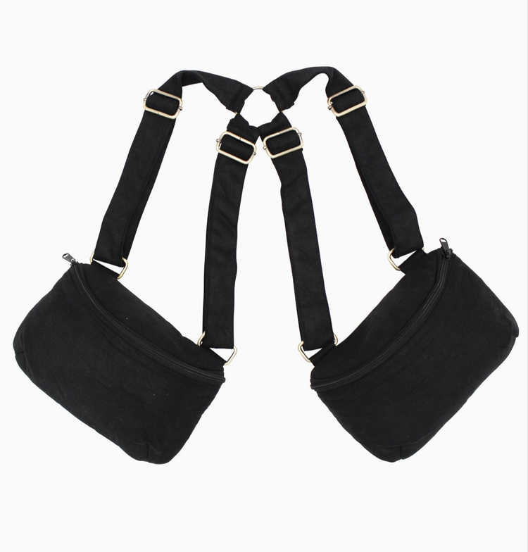 Black Canvas Festival Saddle Bag Bronze Metal