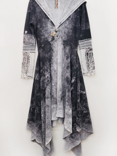 Forest Goddess French Terry Coat  Black Acid Wash