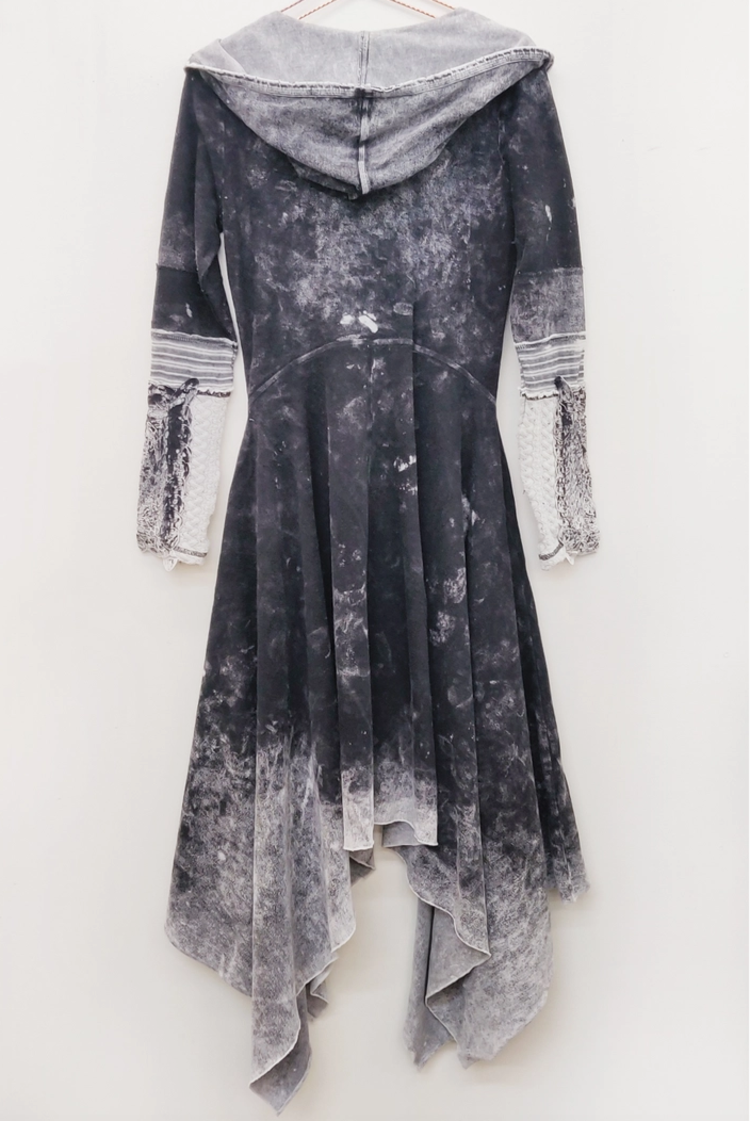 Forest Goddess French Terry Coat  Black Acid Wash