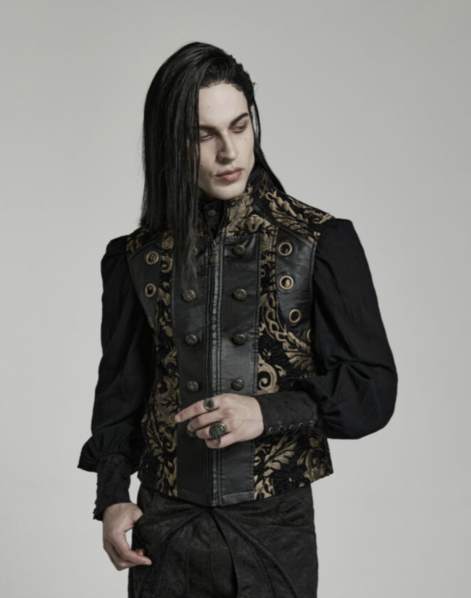 Black Ornate Jacquard Vest | No Rules - No Rules Fashion