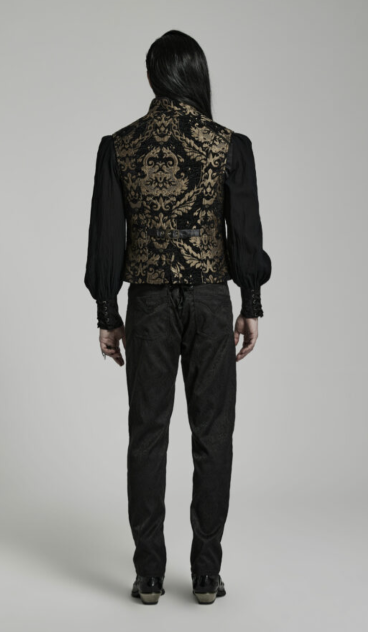 Black Ornate Jacquard Vest