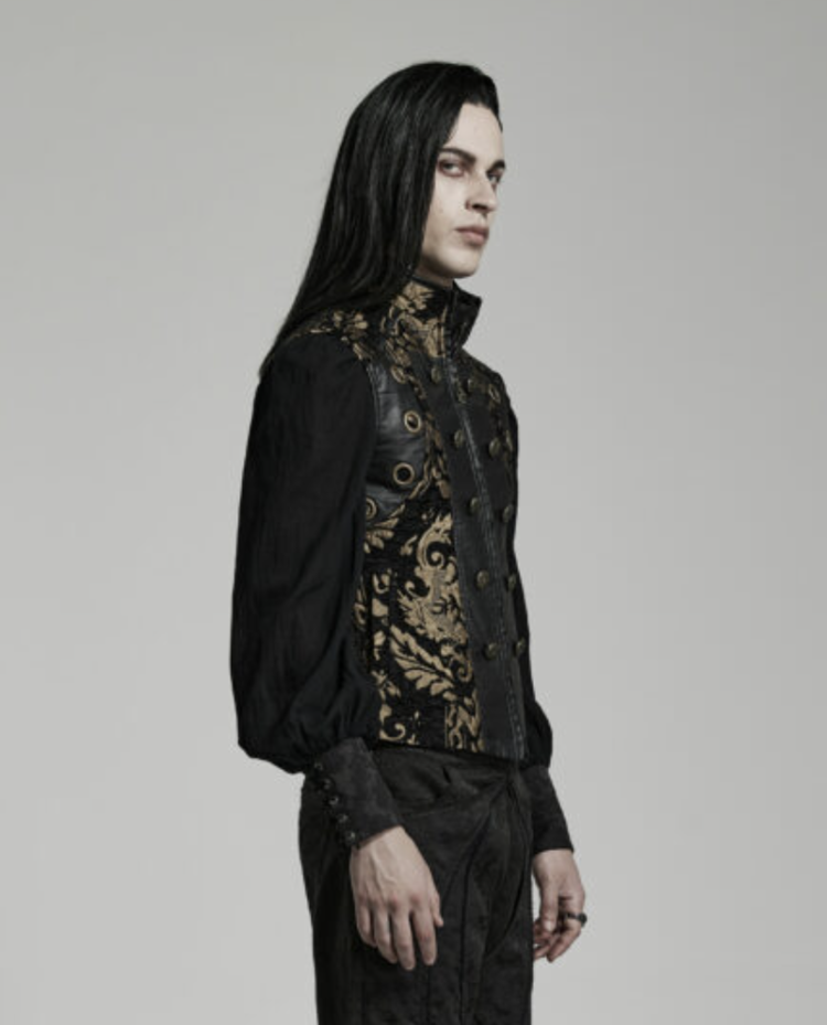 Black Ornate Jacquard Vest