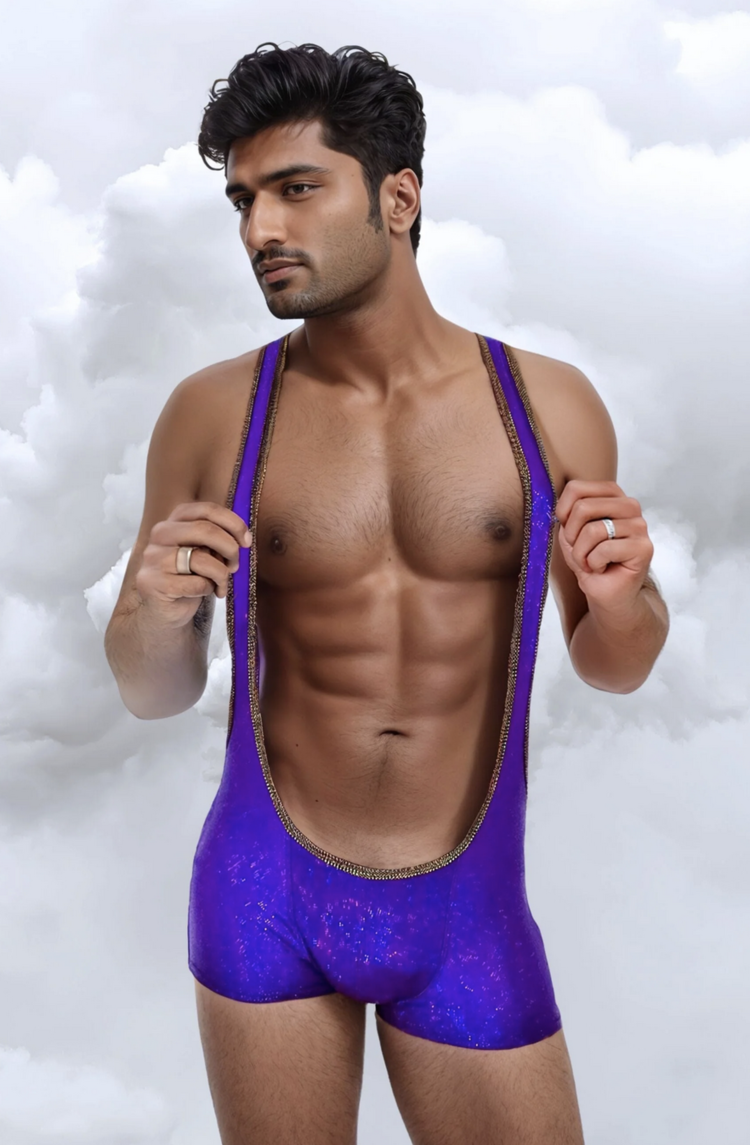 Wrestling Singlet Fractal Flamingo/Silver