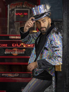 Silver Black Men's Tuxedo Sequin Tailcoat