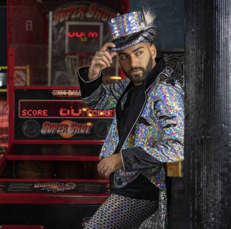 Silver Black Men's Tuxedo Sequin Tailcoat