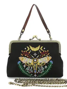 Skull Head Moth Vintage Kisslock Bag