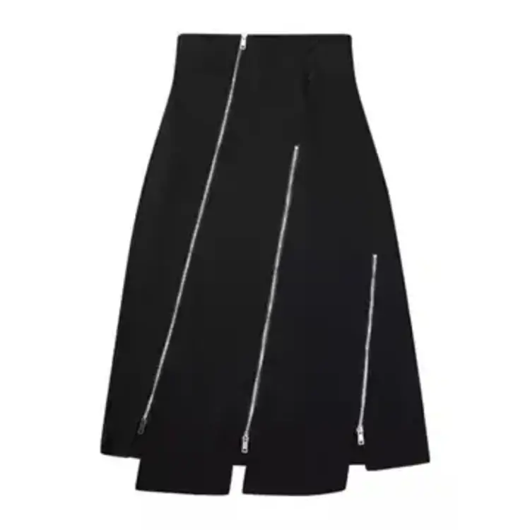 Asymmetrical Zipper Knit Skirt