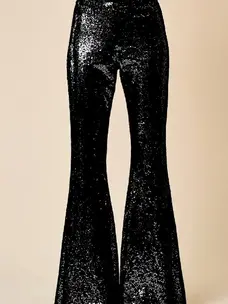 Black Sequin Flare Pants