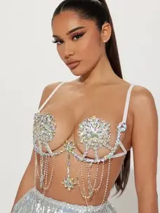 Winterfell Clear Iridescent Crystal Carnival Bra
