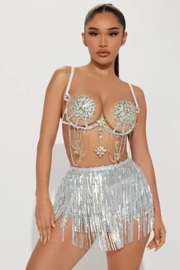 Winterfell Clear Iridescent Crystal Carnival Bra