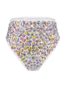 Sparkling Diamond Iridescent Rhinestone High-Waisted  Bottoms