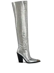 Snake Skin Pattern Over The Knee Boots