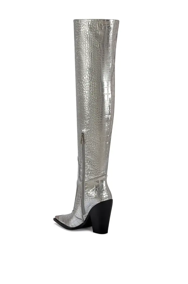 Snake Skin Pattern Over The Knee Boots